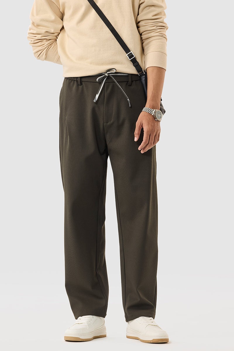 SNITCH Olive Regular Fit Trousers - Image 1